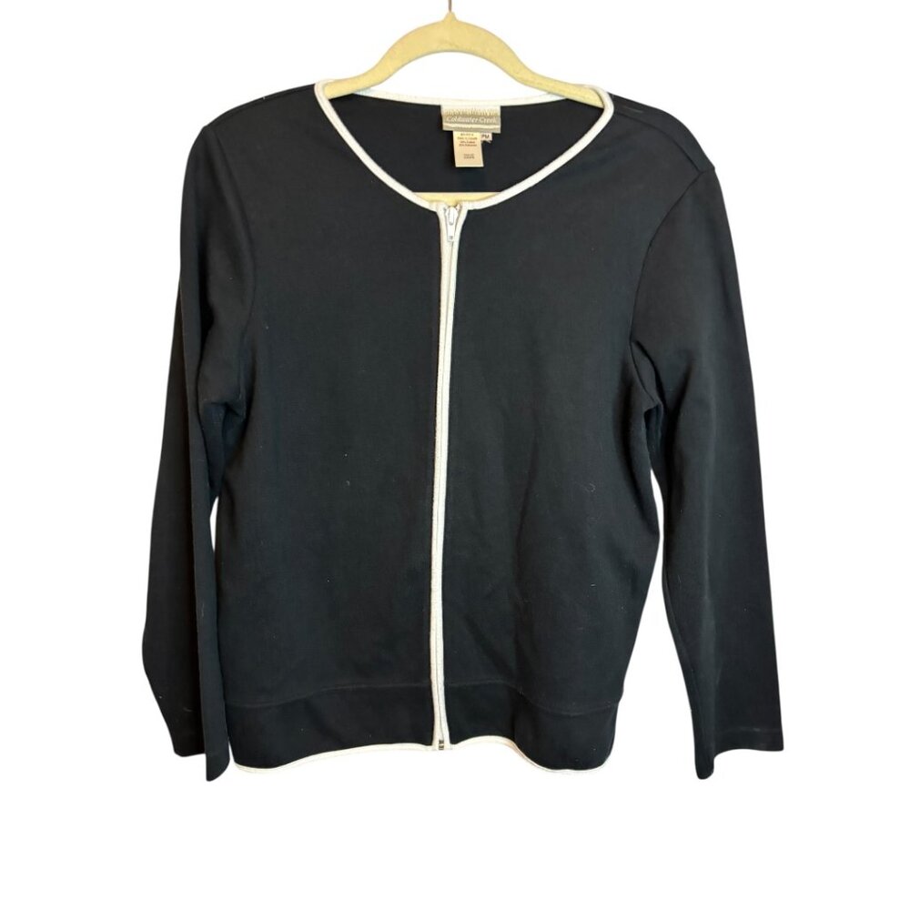 Coldwater Creek Sweater Women's Medium Petite Full Zip Cardigan Vintage Black